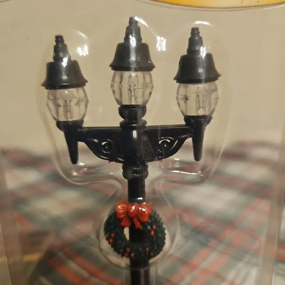 Set Of 2 Holiday Time Battery Operated Light Post Holiday Village Accessory